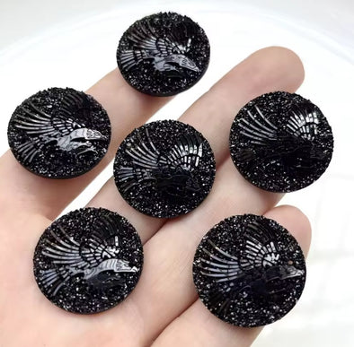 Acrylic Cab - Sparkle Eagle Rounds - 25 mm - Black