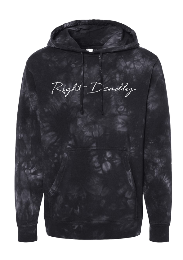 Hooded Sweatshirt - Right Deadly - Black Tie Dye