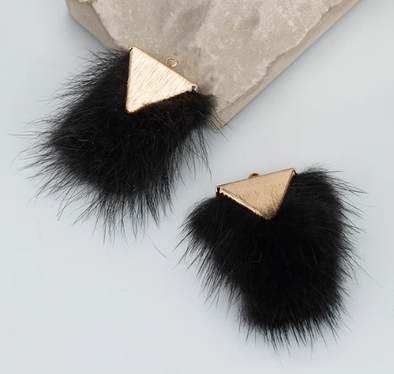 Fur Charm - 4.5 cm Rectangles - Black