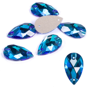 Crystal Cab - Teardrop - 28 x 17 mm - Blue Flame