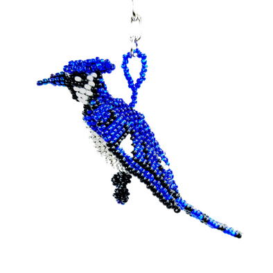 Beaded Keychain - Blue Jay