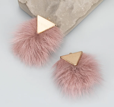 Fur Charm - 4.5 cm Rectangles - Blush Pink