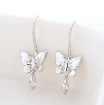 Fish Hook Earrings - Butterflies - Silver