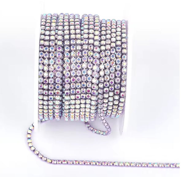 SS6 Metal Banding - Crystal AB on Light Amethyst