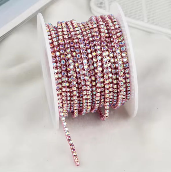 SS6 Metal Banding - Crystal AB on Pink Metallic