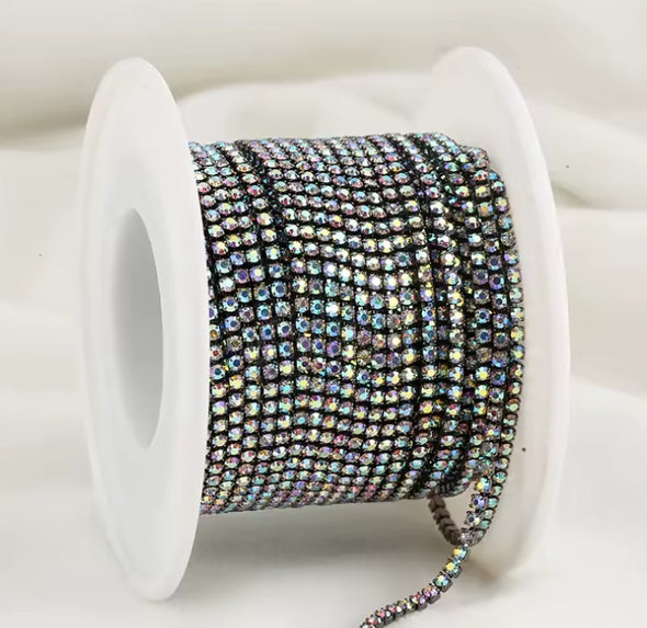 SS4 Metal Banding - Crystal AB on Gunmetal