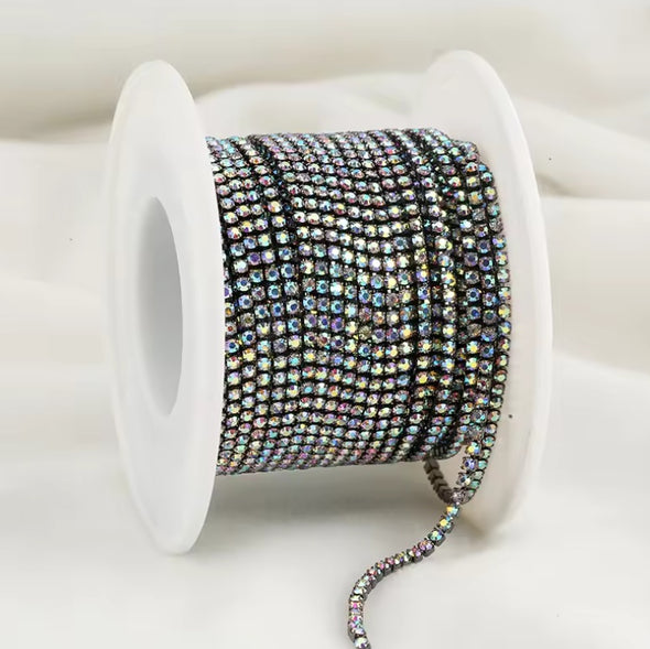 SS6 Metal Banding - Crystal AB on Gunmetal