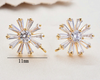 Stud Earring Posts - Cubic Zirconia Daisies - Gold