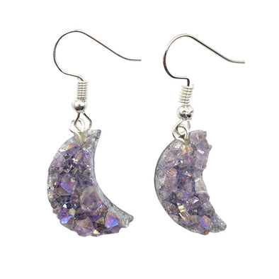 Geode Earrings - Amethyst Angel Aura Moons