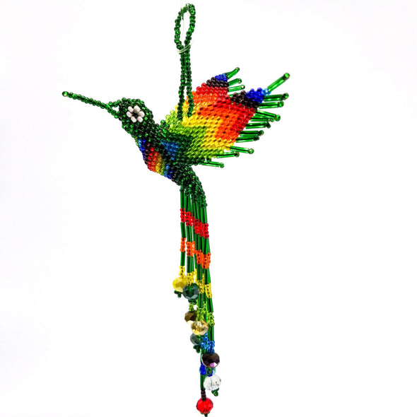 Beaded Hummingbird Ornament -  Emerald Green