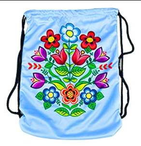 Drawstring Backpack - Algonquin Florals - Blue