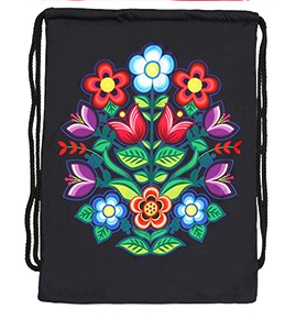 Drawstring Backpack - Algonquin Florals - Black