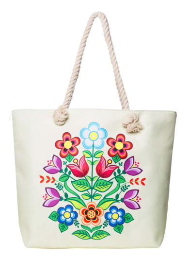 Woven Tote Bag - Algonquin Florals - Cream