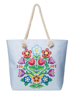 Woven Tote Bag - Algonquin Florals - Blue