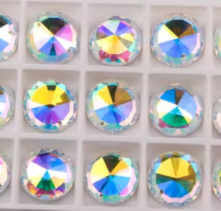 Crystal Cab - Flower Cut Round - 20 mm - Crystal AB