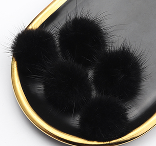 Fur Charm - 2 cm Round Pom-Pom - Black