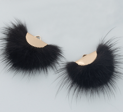 Fur Charm - 3 cm Semi-Circle - Black