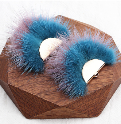 Fur Charm - 6.5 cm Semi-Circle - Blue w/Lavender