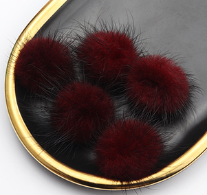 Fur Charm - 2 cm Round Pom-Pom - Burgundy