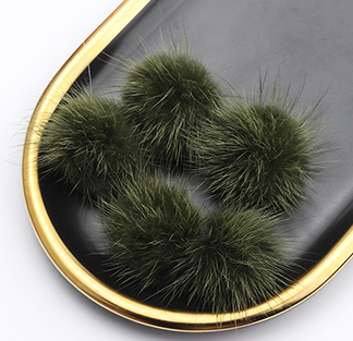 Fur Charm - 2 cm Round Pom-Pom - Dark Green