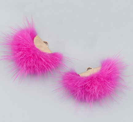 Fur Charm - 3 cm Semi-Circle - Dark Pink