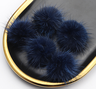 Fur Charm - 2 cm Round Pom-Pom - Indigo