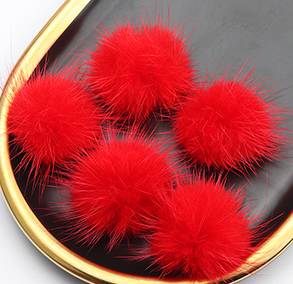 Fur Charm - 2 cm Round Pom-Pom - Red