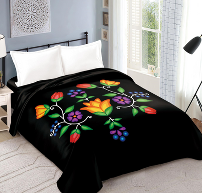 Reversible Cloud Queen - Woodland Floral - Black