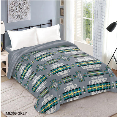Reversible Cloud Queen - Southwest - Grey