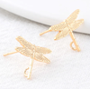 Stud Earring Posts - 18k Gold Plated Dragonflies