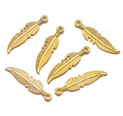 Metal Charms - Feathers - Gold 1 - 25 mm