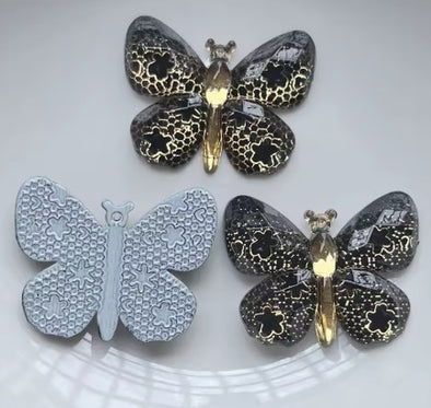 Acrylic Cab - Lacewing Butterfly - Black & Gold