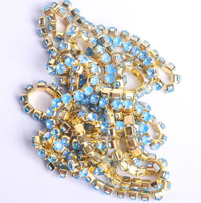 SS6 Metal Banding - Mocha Light Sapphire Opal on Gold