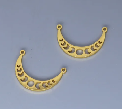 Metal Charm - Crescent Moon Phases - Gold