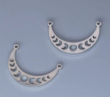 Metal Charm - Crescent Moon Phases - Stainless Steel