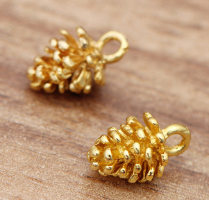 Metal Charm - Mini Pine Cones - Gold