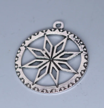 Metal Charm - Mi'kmaq Star - Antique Steel