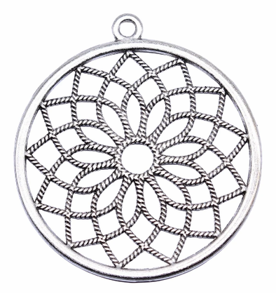Metal Charm - Large Dreamcatcher - Brushed Silver