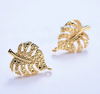 Earring Findings - Mini Pave Monsteras - 18k Plated