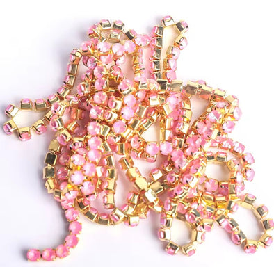 SS6 Metal Banding - Mocha Pink Opal on Gold