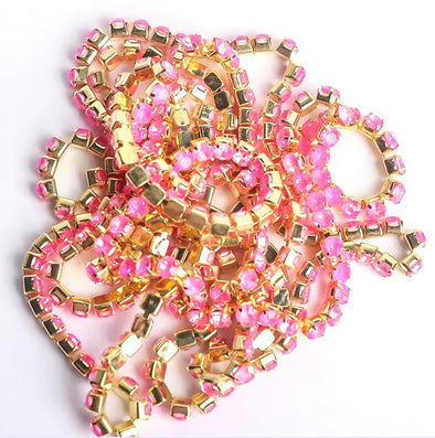 SS6 Metal Banding - Mocha Rose Opal on Gold