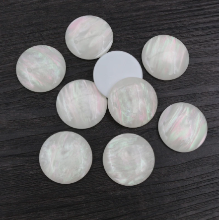 Acrylic Cab - Faux Mother of Pearl Rounds - 20 mm