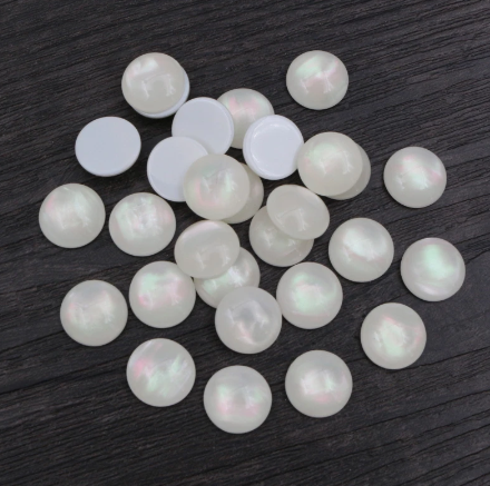 Acrylic Cab - Faux Mother of Pearl Rounds - 12 mm