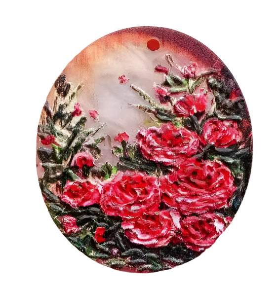 Acrylic Cab - Oil-Painted Roses - Oval