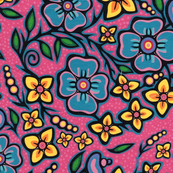 Cotton Fabric - Ojibway Florals 1 - Rose