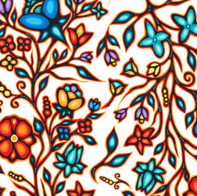 Cotton Fabric - Ojibway Florals 2 - White