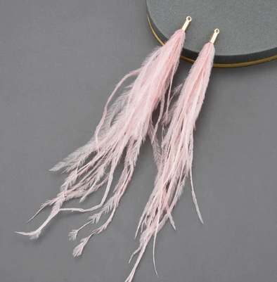 Feather Charm - Ostrich Fringe - Soft Pink