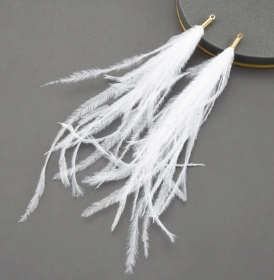 Feather Charm - Ostrich Fringe - White
