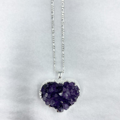 Geode Necklace - Amethyst Cluster Heart