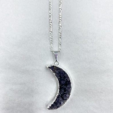 Geode Necklace - Amethyst Cluster Moon